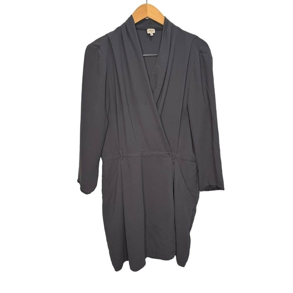Aritzia Wilfred Grey Faux Wrap Dress Size 8 Missing Belt